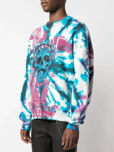 Shop Amiri Tie-dye Skull Sweatshirt In Blue