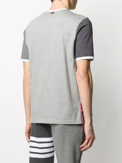 Shop Thom Browne Tonal Short-sleeve Cotton Ringer T-shirt In Grey