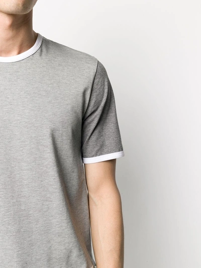 Shop Thom Browne Tonal Short-sleeve Cotton Ringer T-shirt In Grey
