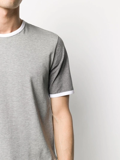 Thom Browne Contrast Sleeve Crewneck Cotton Ringer T-shirt In Grey