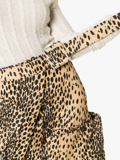 Shop Jacquemus Leopard Print Asymmetric Midi Skirt In Brown
