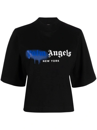 Shop Palm Angels Logo-print Short-sleeve T-shirt In Schwarz