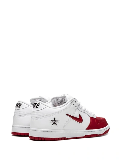 Shop Nike X Supreme Sb Dunk Low "jewel Swoosh Red/white" Sneakers