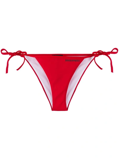 Shop Dsquared2 Side Tie Bikini Briefs In Red