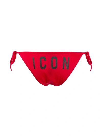 Dsquared2 Icon Logo-print Bikini Bottoms In Red