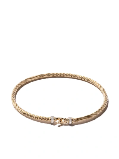 Shop David Yurman 18kt Yellow Gold Buckle Diamond Bracelet In 88adi