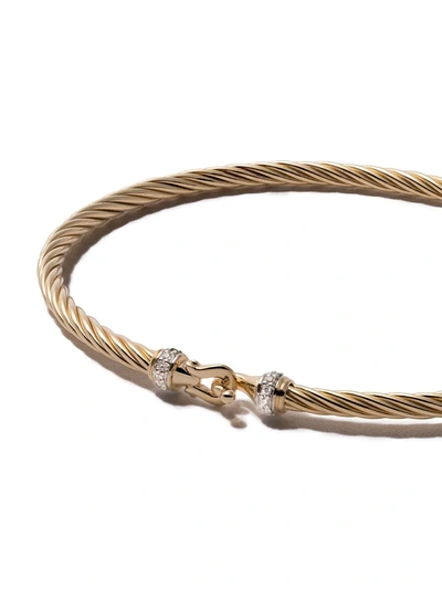 Shop David Yurman 18kt Yellow Gold Buckle Diamond Bracelet In 88adi