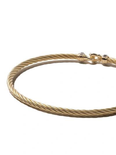 Shop David Yurman 18kt Yellow Gold Buckle Diamond Bracelet In 88adi