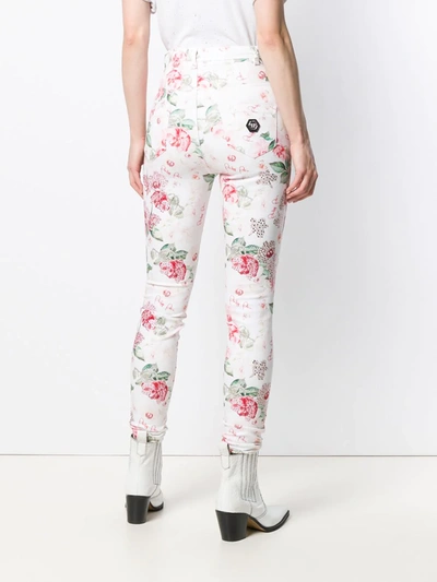 PHILIPP PLEIN EMBELLISHED ROSE PRINT JEANS 