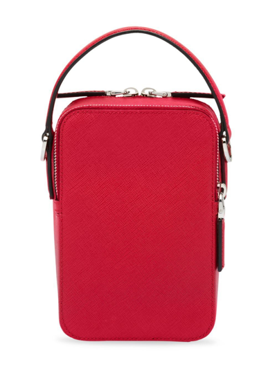 十字纹真皮单肩包