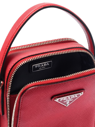 Shop Prada Saffiano Leather Shoulder Bag In Red