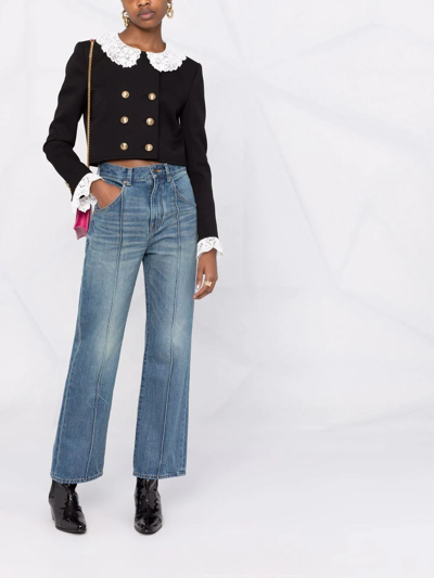 Shop Saint Laurent Cropped High-rise Jeans In Blau