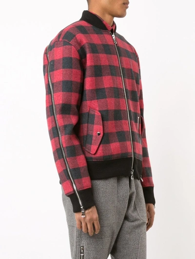 Shop Mostly Heard Rarely Seen Plaid Bomber Jacket In Red