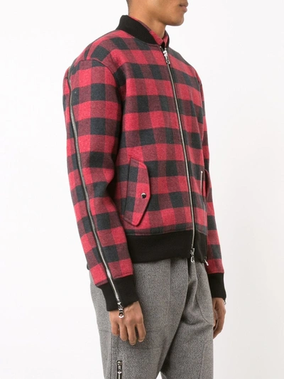Mostly Heard Rarely Seen Plaid Bomber Jacket In Red