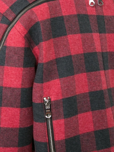 Mostly Heard Rarely Seen Plaid Bomber Jacket In Red