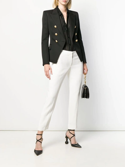 Alexander Mcqueen Leaf Crepe Cigarette Trousers In White