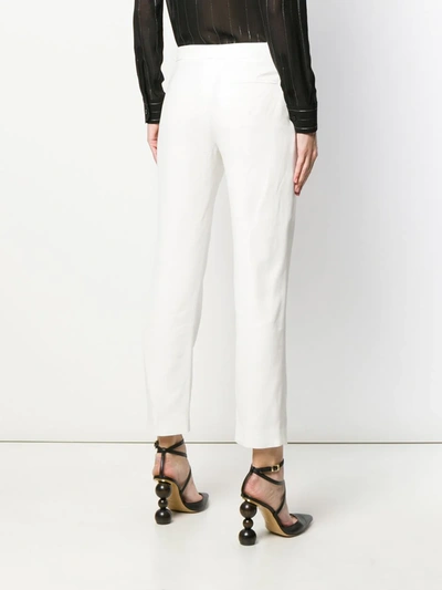 Alexander Mcqueen Leaf Crepe Cigarette Trousers In White