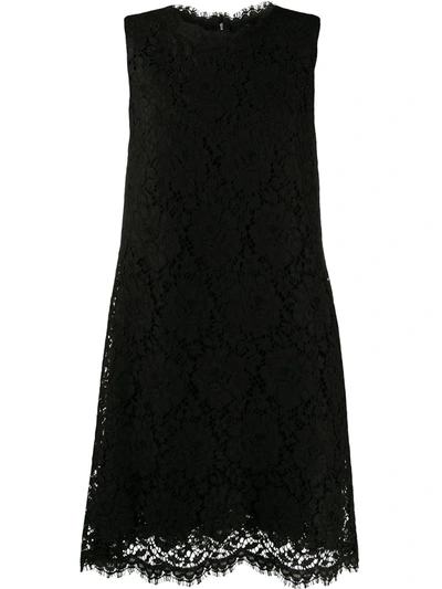 Shop Dolce & Gabbana Lace-overlay Sleeveless Minidress In Black