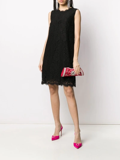 Shop Dolce & Gabbana Lace-overlay Sleeveless Minidress In Black