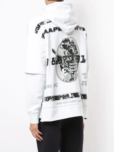 Shop Aape By A Bathing Ape Layered Logo Print Hoodie In White