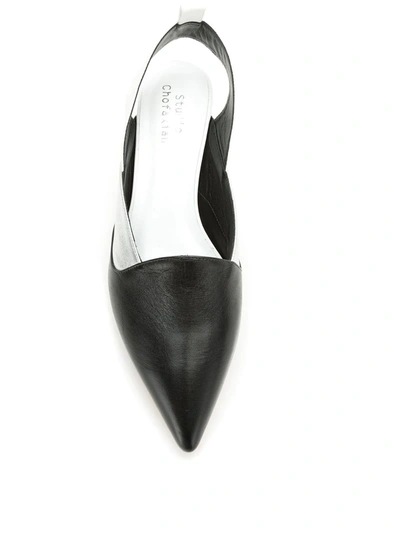 Shop Studio Chofakian Pointed Toe Ballerinas In Black