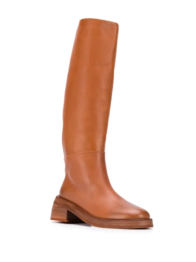 Shop Marsèll Knee-high Block Heel Boots In Brown