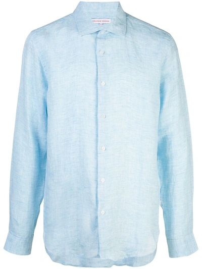 Shop Orlebar Brown Classic Collar Button Shirt In Blue