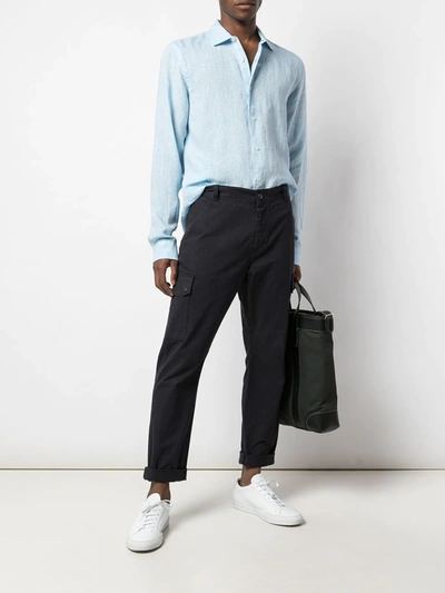 Orlebar Brown Long-sleeve Button-fastening Shirt In Blue