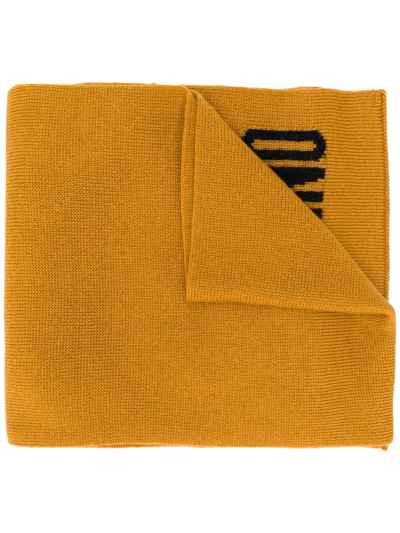 Shop Moschino Intarsia-knit Scarf In Yellow