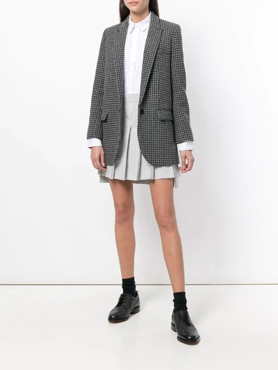 Thom Browne Striped Pleated Miniskirt In Grey