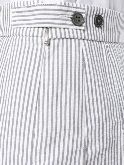 Shop Thom Browne Seersucker Pleated Mini Skirt In Grey