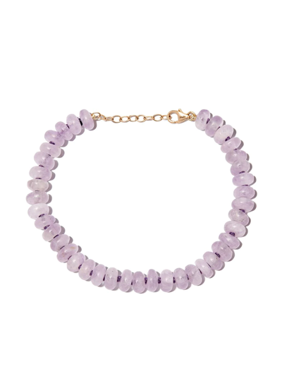 Shop Jia Jia 14kt Yellow Gold Amethyst Crystal Beaded Bracelet In Purple