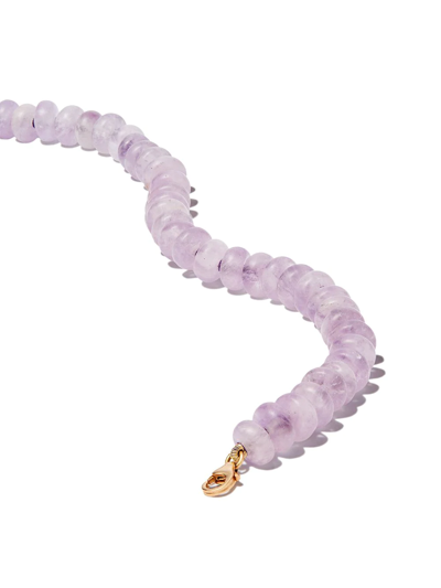 Shop Jia Jia 14kt Yellow Gold Amethyst Crystal Beaded Bracelet In Purple