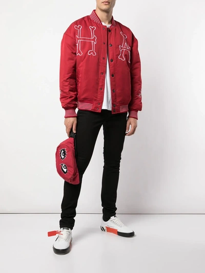 Shop Haculla Embroidered Bomber Jacket In Red