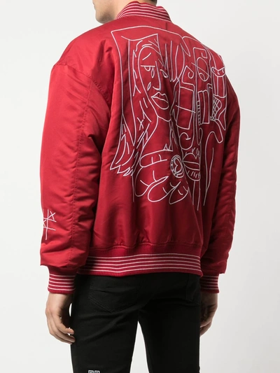 Shop Haculla Embroidered Bomber Jacket In Red