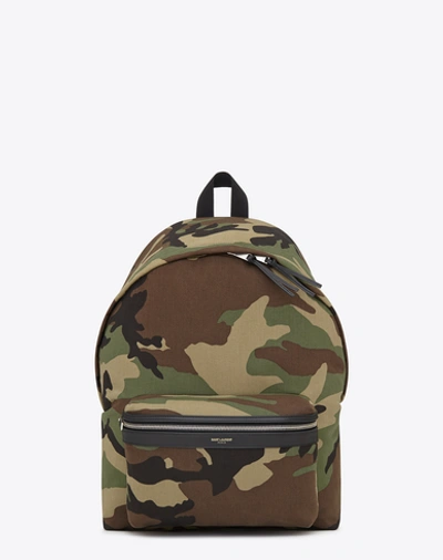 Saint Laurent Camouflage Hunting Backpack In Cammeo