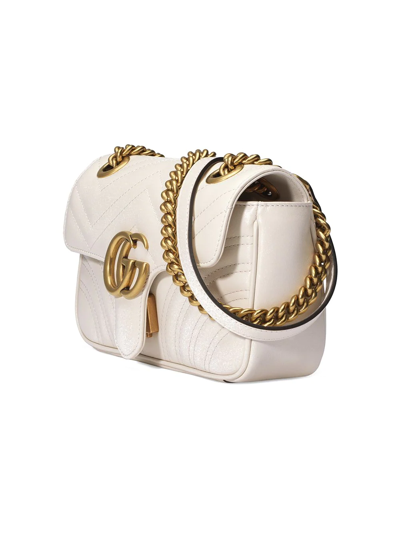 Shop Gucci Mini Gg Marmont Shoulder Bag In White