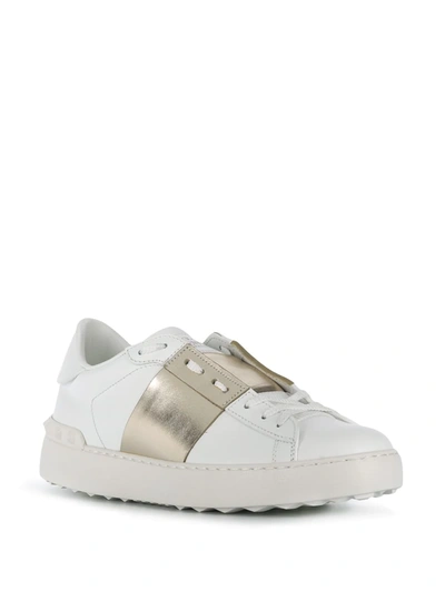 Valentino Open Low-top Leather Sneakers In White
