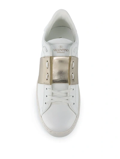 Shop Valentino Open Low-top Leather Sneakers In White
