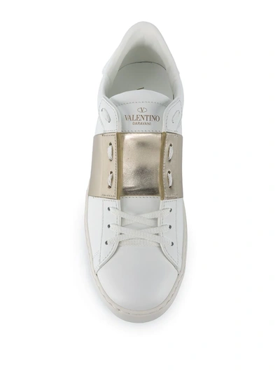 Valentino Open Low-top Leather Sneakers In White
