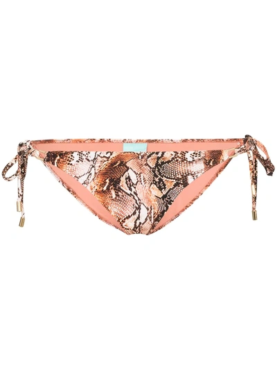 Shop Melissa Odabash Cancun Snake-print Bikini Bottoms In Brown