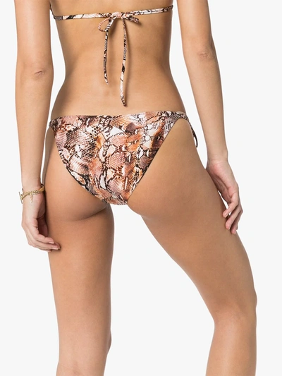 Shop Melissa Odabash Cancun Snake-print Bikini Bottoms In Brown