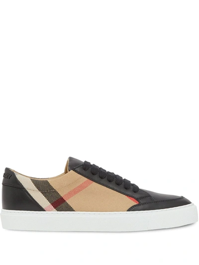 Shop Burberry Check Pattern Low-top Sneakers In Black