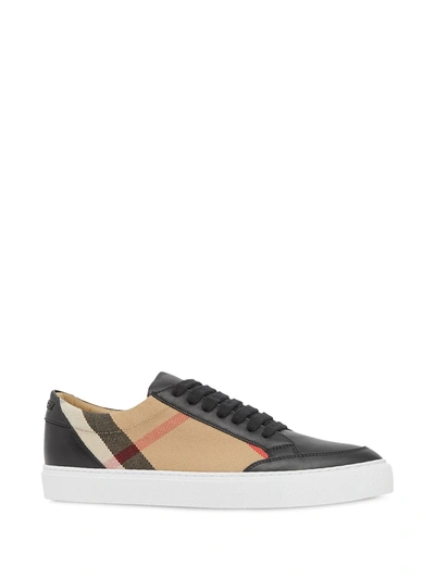 Shop Burberry Check Pattern Low-top Sneakers In Black