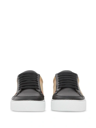 Shop Burberry Check Pattern Low-top Sneakers In Black