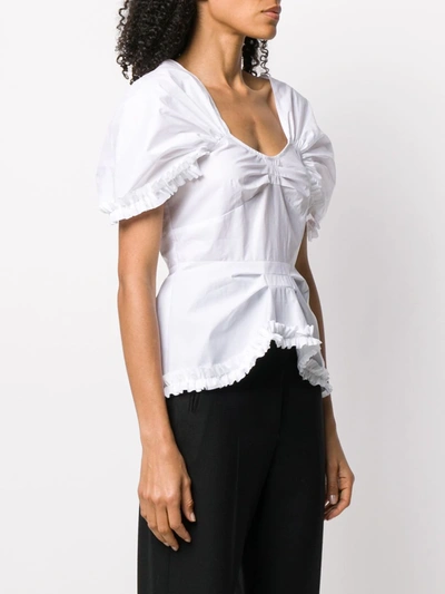 Shop Molly Goddard Ruffle-trim Short-sleeved Blouse In White