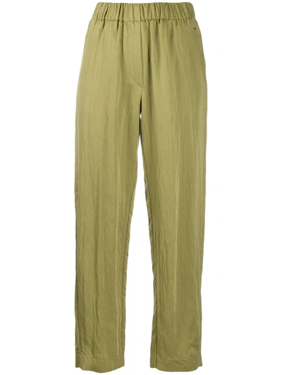 Shop Forte Forte Elasticated Waist Loose Fit Trousers In Green