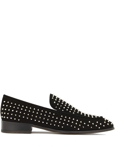 Shop Giuseppe Zanotti Micro-stud Embellished Loafers In Black
