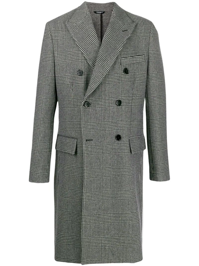 Shop Dolce & Gabbana Plaid Double-breasted Coat In White