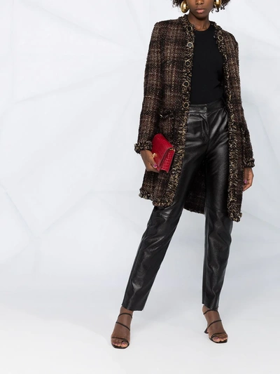 Shop Dolce & Gabbana Button-front Short Tweed Jacket In Brown